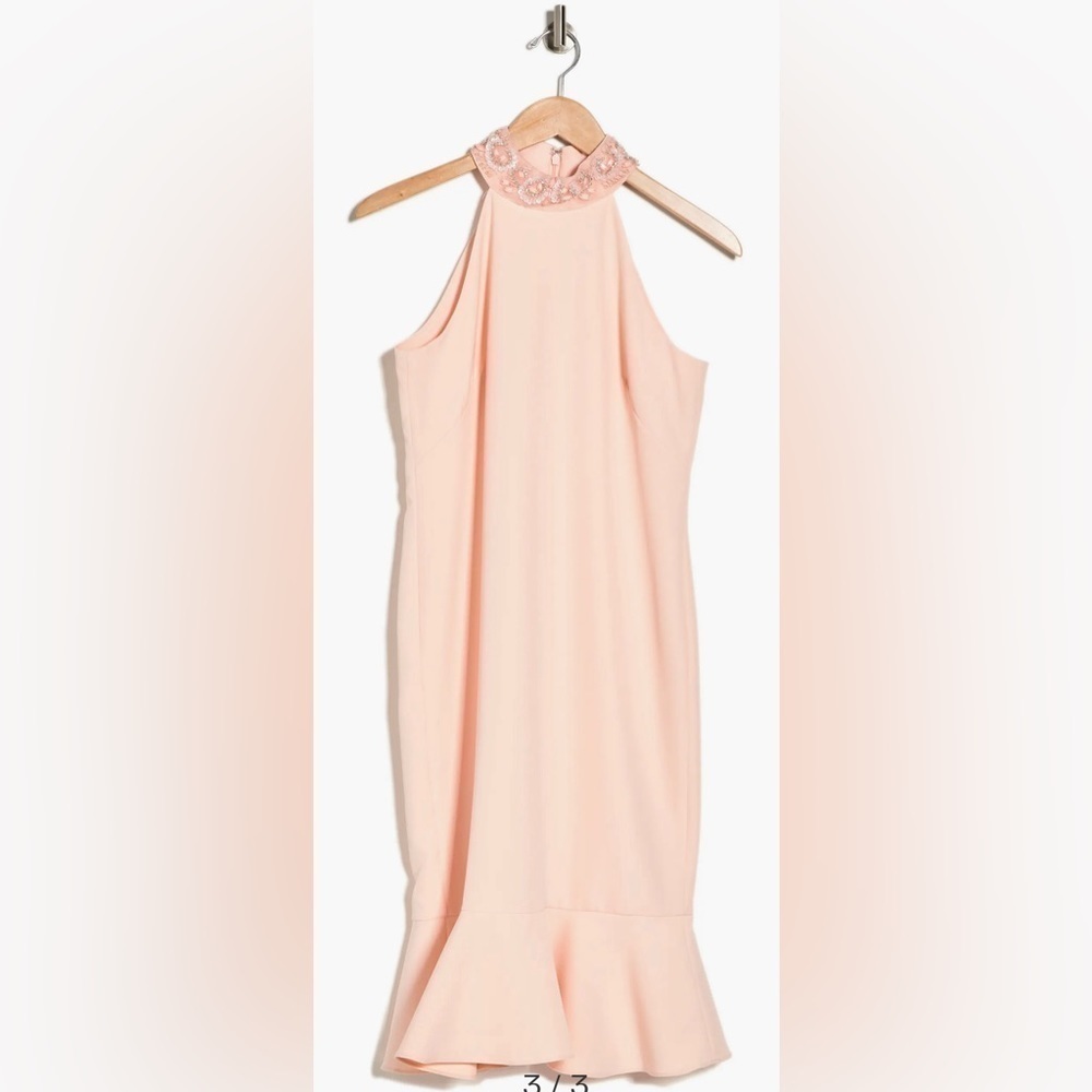 NWOT Marina Size‎ 12 BEADED COLLAR MIDI DRESS IN PETAL